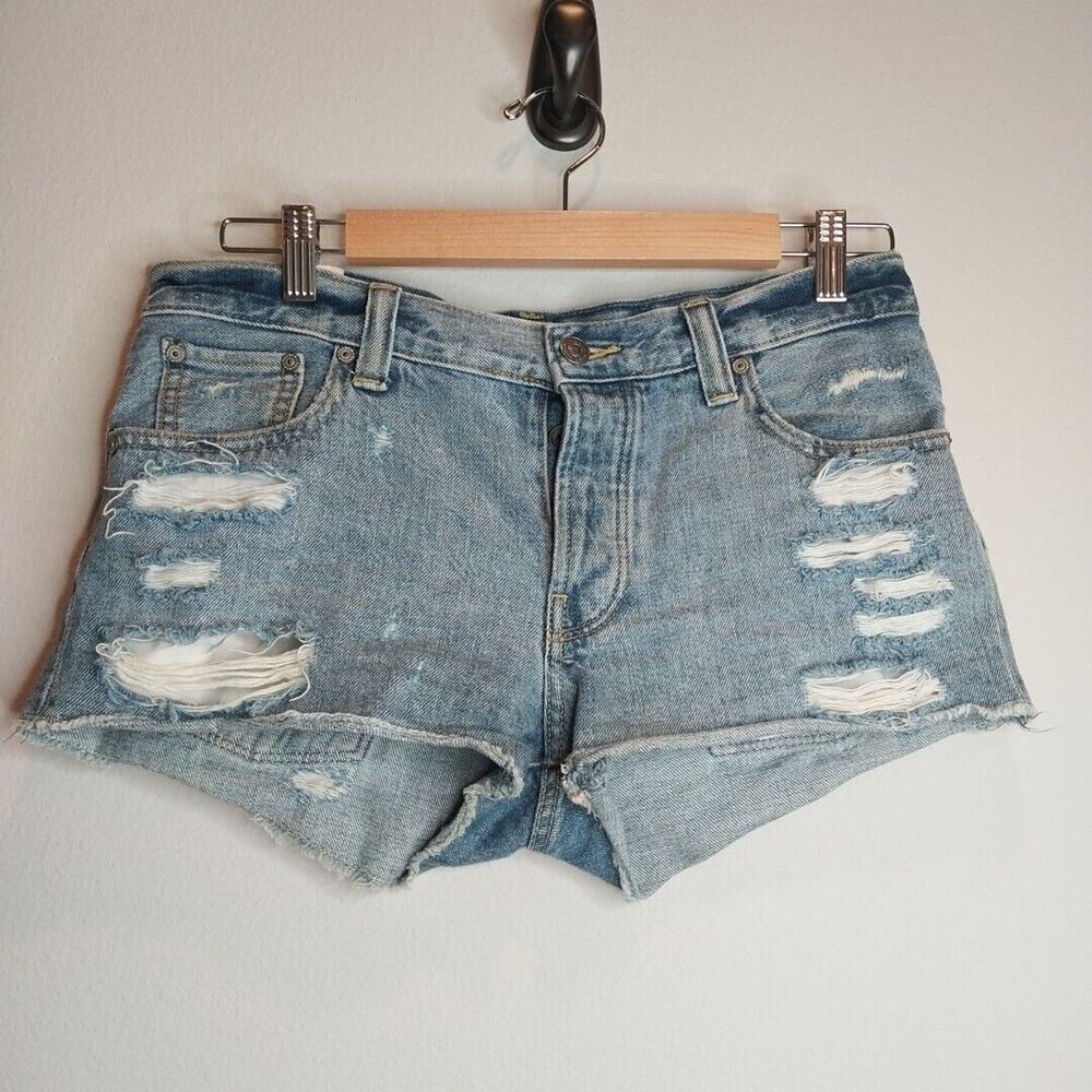 Talula Jean‎ Shorts Women's 27 Blue Distressed Cutoff Buttonfly